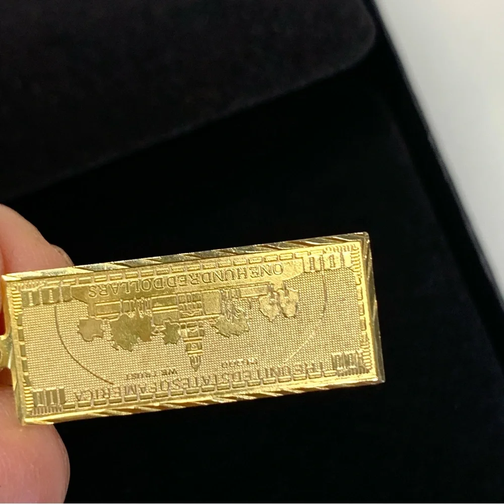 Authentic SUPREME 14K Solid Gold $100 Bill Dollar Pendant